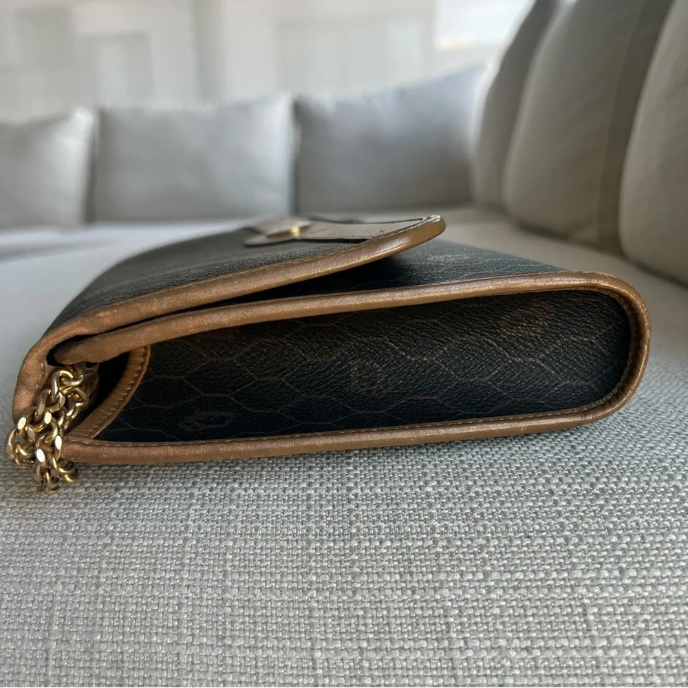 Dior Brown Honeycomb Coated Canvas Chain Crossbody Bag Dark brown - Picture 3 of 8